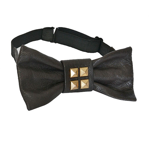 Галстук бабочка кожаная коричневая SHM-1156