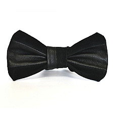 Галстук бабочка полу кожа полу замша черная SHM-1165