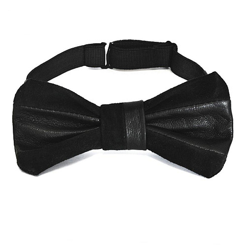 Краватка метелик напів шкіра напів замша чорний SHM-1165
