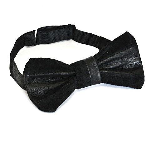Краватка метелик напів шкіра напів замша чорний SHM-1165
