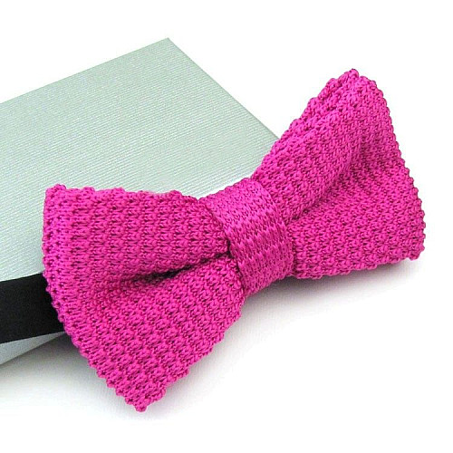 Галстук бабочка вязаная ярко-розовая TK-22-05