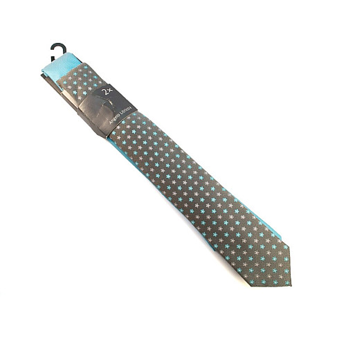 Набор галстуков 2в1, бирюзовый, серый с цветами CA-4011