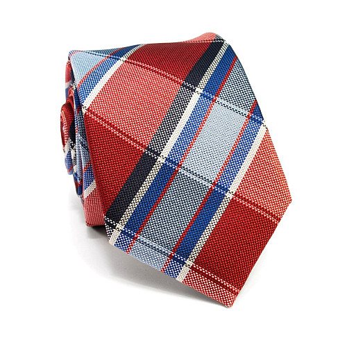 Набор галстуков 2в1 синий, красный в клетку CA-4015