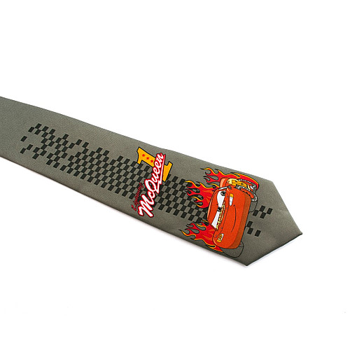 Детский галстук серый тачки CA-4056