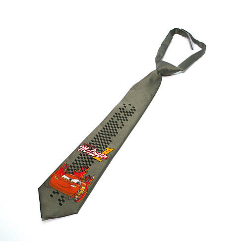 Детский галстук серый тачки CA-4056