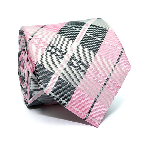 Краватка C&A чоловіча сіро-рожева в клітку CA-4068