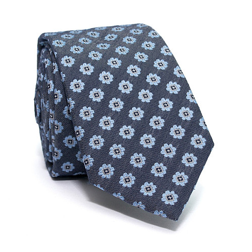 Галстук синий с цветами CA-4075