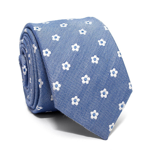 Галстук C&A голубой с цветами CA-4107