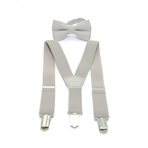 Детский набор серый однотонный Gofin подтяжки и бабочка ABD-14002
