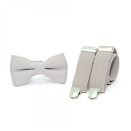 Детский набор серый однотонный Gofin подтяжки и бабочка ABD-14002