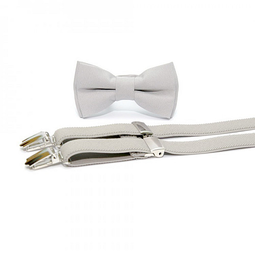 Детский набор серый однотонный Gofin подтяжки и бабочка ABD-14002