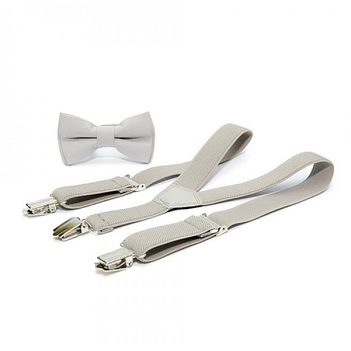 Детский набор серый однотонный Gofin подтяжки и бабочка ABD-14002