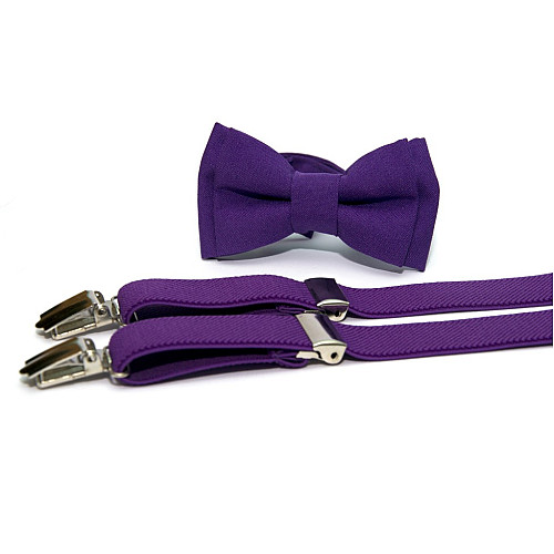 Дитячий набір фіолетовий однотонний Gofin підтяжки та метелик ABD-14003