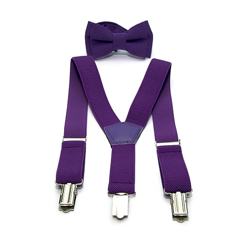 Дитячий набір фіолетовий однотонний Gofin підтяжки та метелик ABD-14003