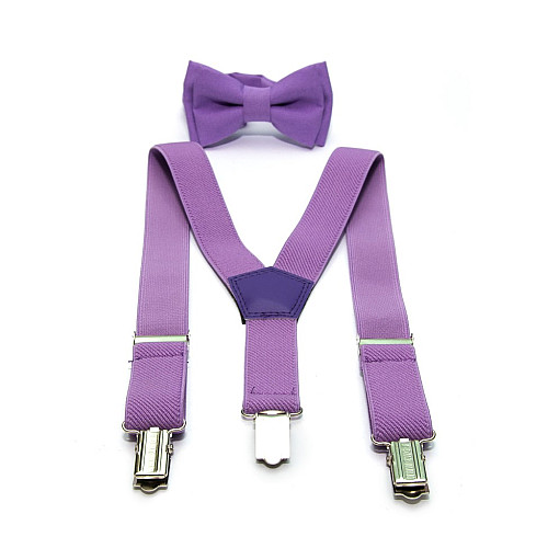 Детский набор сереневый однотонный Gofin подтяжки и бабочка ABD-14004