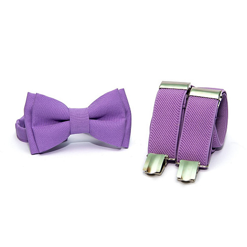 Детский набор сереневый однотонный Gofin подтяжки и бабочка ABD-14004