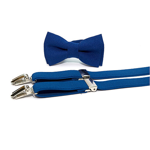 Дитячий набір синій-електрик однотонний Gofin підтяжки та метелик ABD-14005