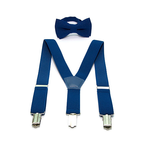 Дитячий набір синій-електрик однотонний Gofin підтяжки та метелик ABD-14005