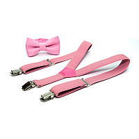 Дитячий набір рожевий однотонний Gofin підтяжки та метелик ABD-14006