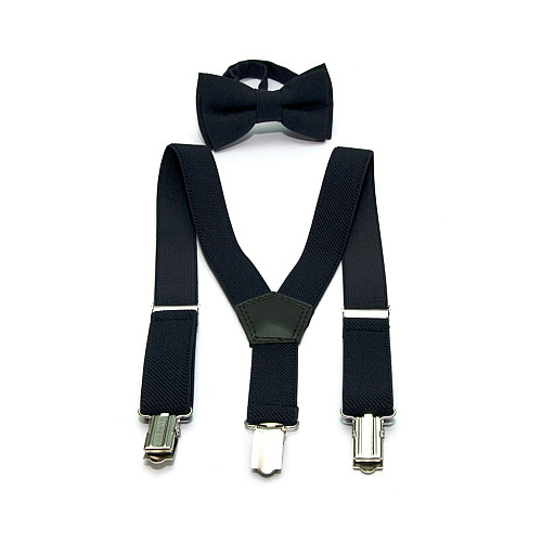 Детский набор темно-синий однотонный Gofin подтяжки и бабочка ABD-14007