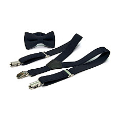 Детский набор темно-синий однотонный Gofin подтяжки и бабочка ABD-14007