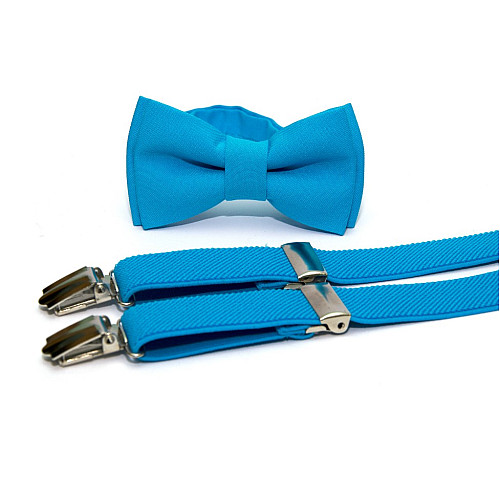 Дитячий набір блакитний однотонний Gofin підтяжки та метелик ABD-14008