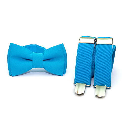 Дитячий набір блакитний однотонний Gofin підтяжки та метелик ABD-14008