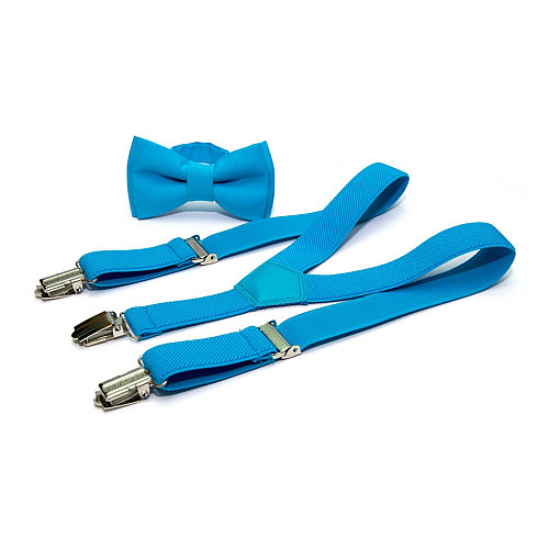 Дитячий набір блакитний однотонний Gofin підтяжки та метелик ABD-14008