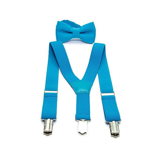 Дитячий набір блакитний однотонний Gofin підтяжки та метелик ABD-14008