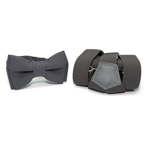 Детский набор Gofin темно-серый однотонный подтяжки и бабочка ABD-14009