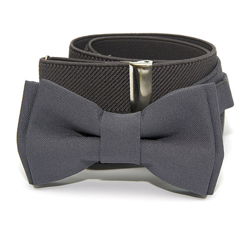 Детский набор Gofin темно-серый однотонный подтяжки и бабочка ABD-14009