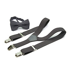 Детский набор Gofin темно-серый однотонный подтяжки и бабочка ABD-14009