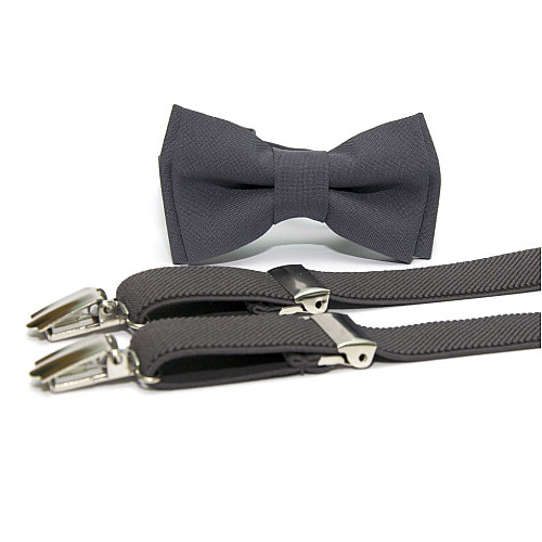 Детский набор Gofin темно-серый однотонный подтяжки и бабочка ABD-14009