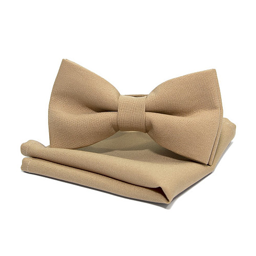 Набор 2 в 1 бабочка Gofin с платком бежевого цвета ABN-12007