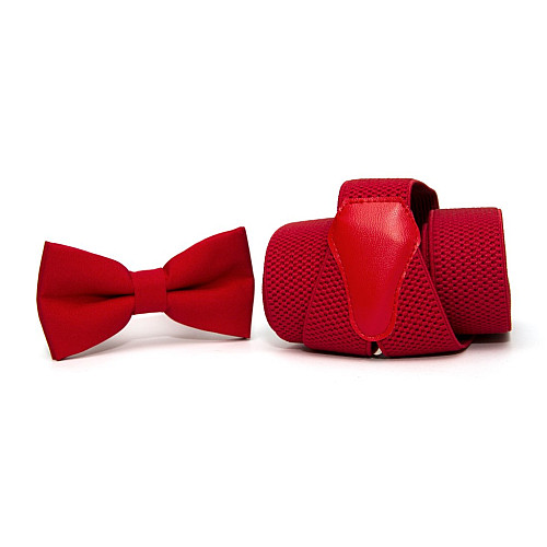 Набор красный однотонный Gofin подтяжки и бабочка ABP-12000