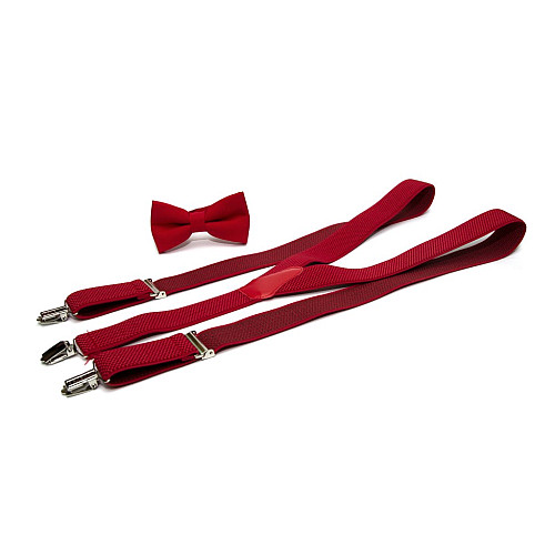 Набор красный однотонный Gofin подтяжки и бабочка ABP-12000