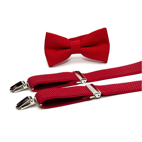 Набор красный однотонный Gofin подтяжки и бабочка ABP-12000