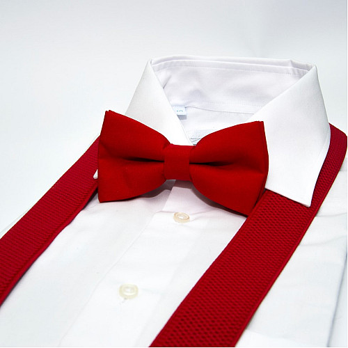 Набор красный однотонный Gofin подтяжки и бабочка ABP-12000