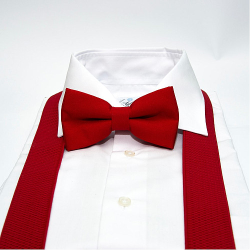 Набор красный однотонный Gofin подтяжки и бабочка ABP-12000