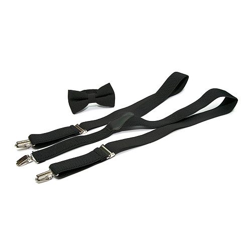 Набор черный однотонный Gofin подтяжки и бабочка ABP-12001