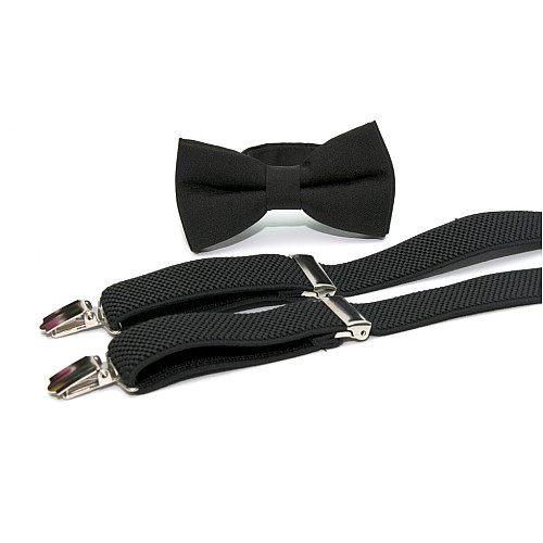 Набор черный однотонный Gofin подтяжки и бабочка ABP-12001