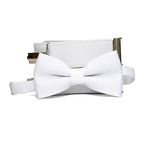 Набор белый однотонный Gofin подтяжки и бабочка ABP-12002