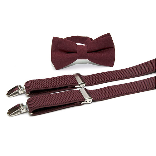 Набор бордовый однотонный Gofin подтяжки и бабочка ABP-12003