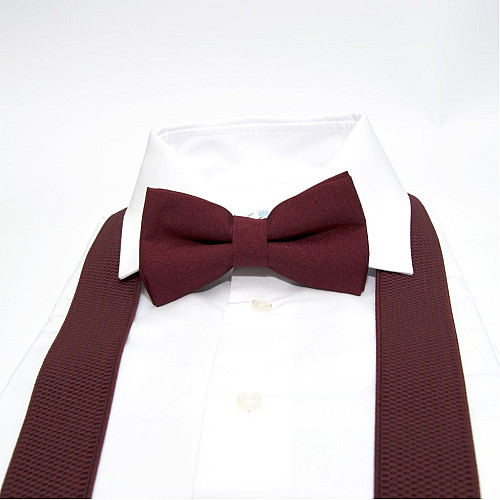 Набор бордовый однотонный Gofin подтяжки и бабочка ABP-12003