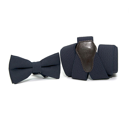 Набір темно-синій однотонний Gofin підтяжки та метелик ABP-12004