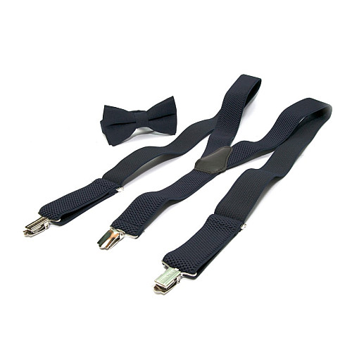 Набір темно-синій однотонний Gofin підтяжки та метелик ABP-12004