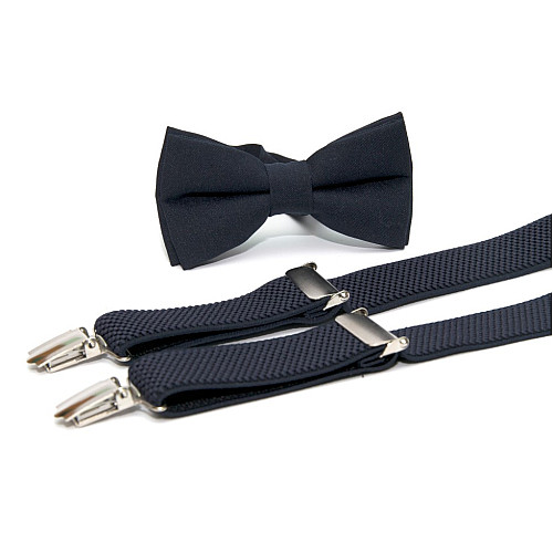 Набір темно-синій однотонний Gofin підтяжки та метелик ABP-12004