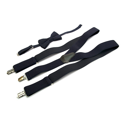 Набір темно-синій однотонний Gofin підтяжки та метелик ABP-12004