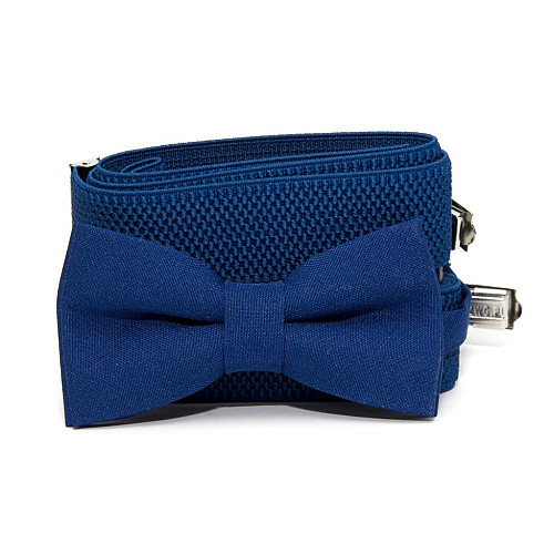 Набор синий электрик однотонный Gofin подтяжки и бабочка ABP-12005