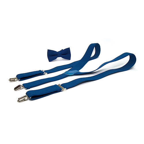 Набор синий электрик однотонный Gofin подтяжки и бабочка ABP-12005